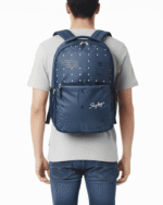Skybags Blue Polka‑Dot Backpack 21"/35L | Clean Minimal Look | Front Utility Pocket | Side Mesh | Work & College Use
