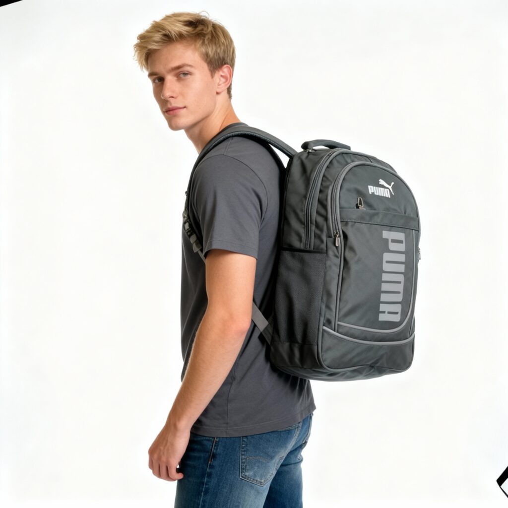 New PUMA 20"/37L | Laptop Bag | Fits up to 15.6” Laptop | Double Compartment with Front Quick Access Pocket | Well-Padded Backpack | Side Water-Bottle Pocket | Unisex | Color Grey
