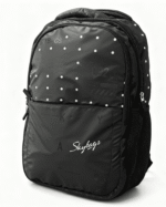 New Skybags Black Polka‑Dot Slim Backpack 20"/27L | Clean Minimal Look | Front Utility Pocket | Side Mesh | Work & College Use