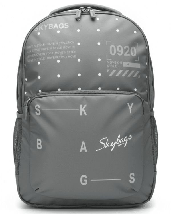 Skybags Grey Polka‑Dot Backpack 21"/35L | Clean Minimal Look | Front Utility Pocket | Side Mesh | Work & College Use