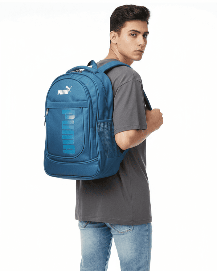 New PUMA 20"/37L | Laptop Bag | Double Compartment with Front Quick Access Pocket | Well- Padded Backpack | Side Water-Bottle Pocket | Unisex | Color: Teal