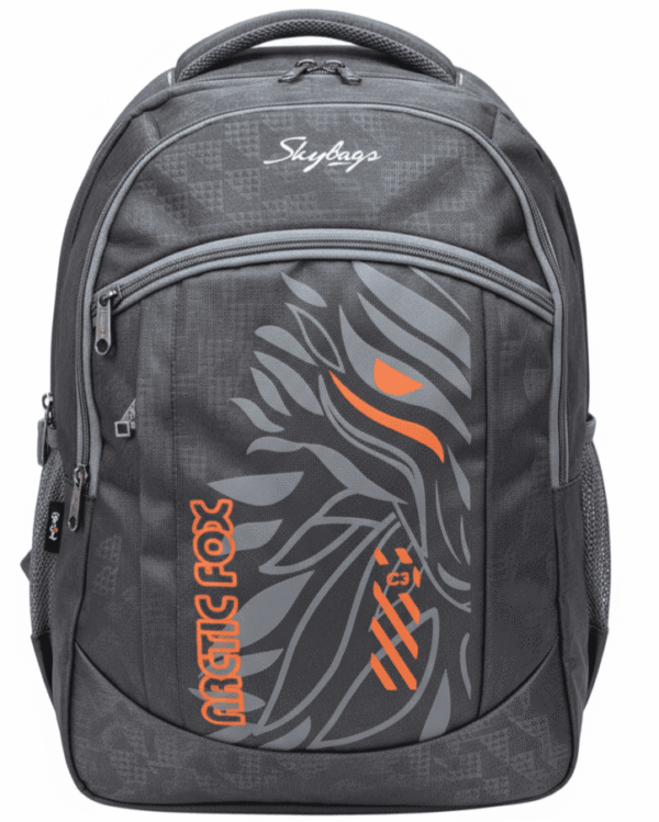 Skybags Grey Arctic‑Fox Backpack 20"/24L | Clean Minimal Look | Front Utility Pocket | Side Mesh | Work & College Use